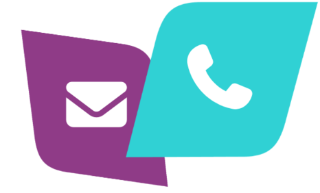Mail- und Telefon-Icons auf bunten Kacheln